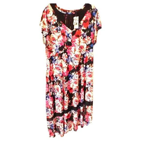 TORRID Plus Size Skater Maxi Dress Studio Knit Lace Floral Black SIZE 3X - Picture 6 of 16